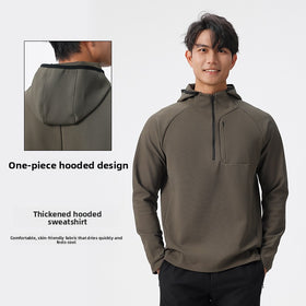 Men's Half Zip Hooded Sweatshirt with Zip Chest Pocket, Sizes M to 4XL