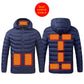Heated hooded jacket showing the inner USB cable that connects to a power bank