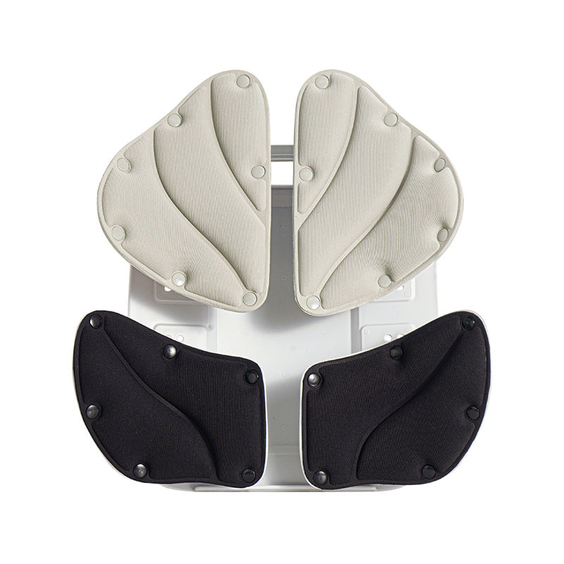 Adjustable lumbar back support cushion front view with four soft pads on the frame