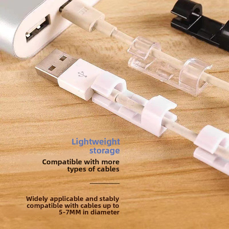 Large and small clear cable clips shown side by side with their measurements