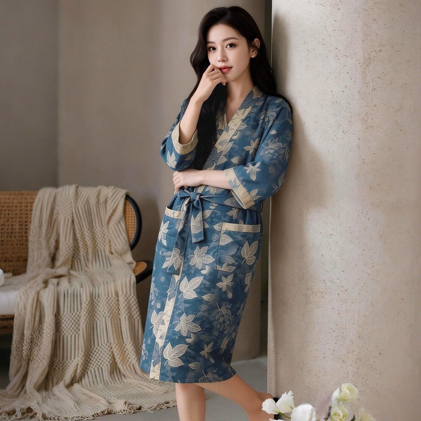 Cotton Gauze Bathrobe for Home and Spa | gift ready presentation view