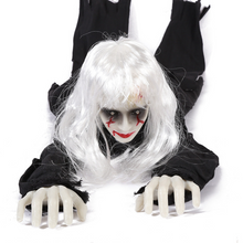 Halloween Crawling Female Ghost Prop with Voice Control and LED Light-Up