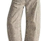 Floral Print Denim Wide Leg Trousers