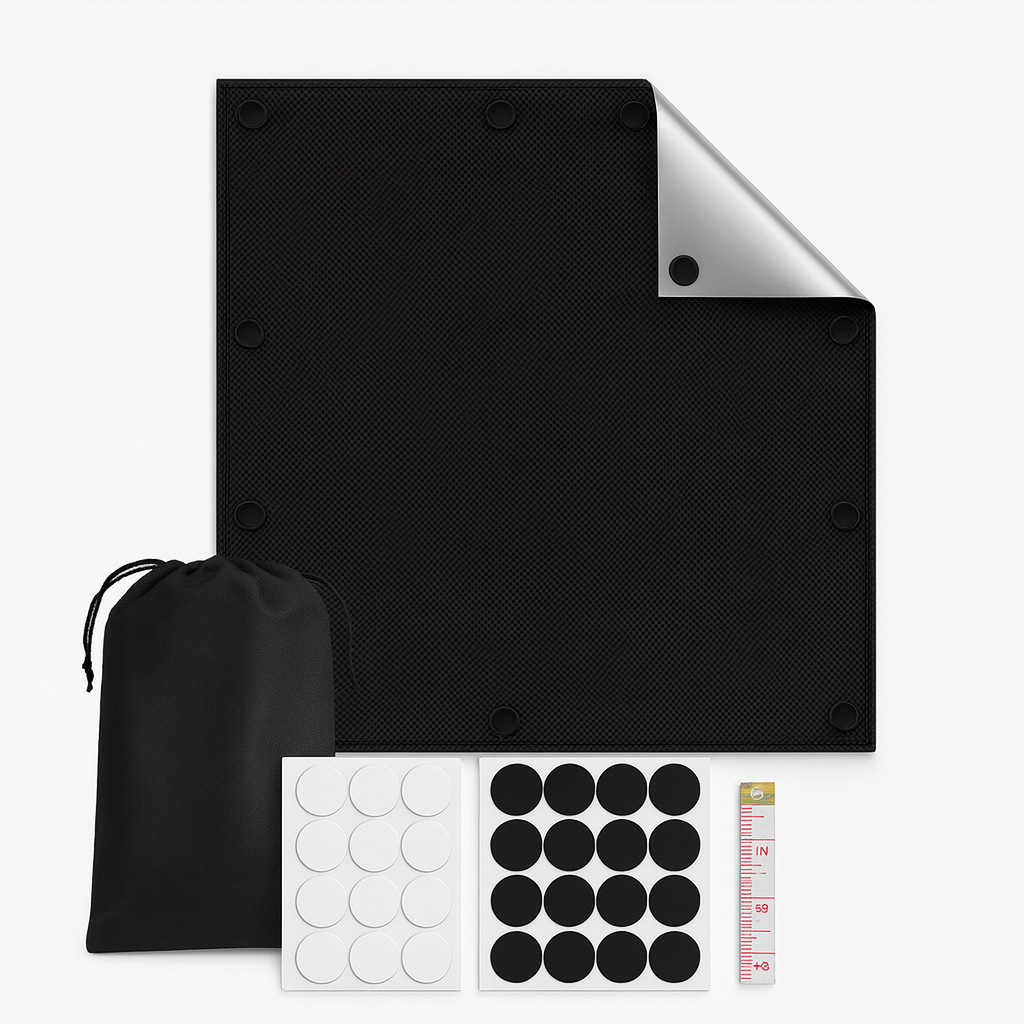 Portable blackout curtain pressed onto a bright window with suction cups