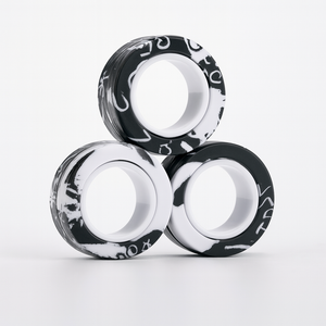 Set of magnetic fidget rings shown stacked together, front view