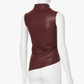 Side angle showing the gathered ruching along the waist of the faux leather top