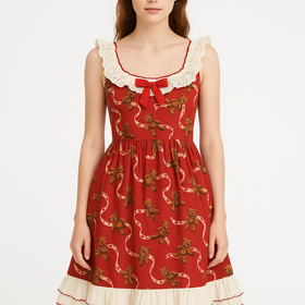 French Country Square Neck Cotton Dress