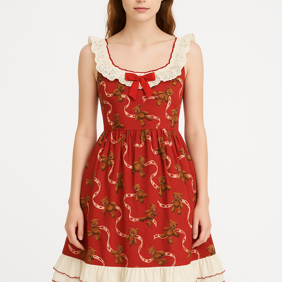 French Country Square Neck Cotton Dress