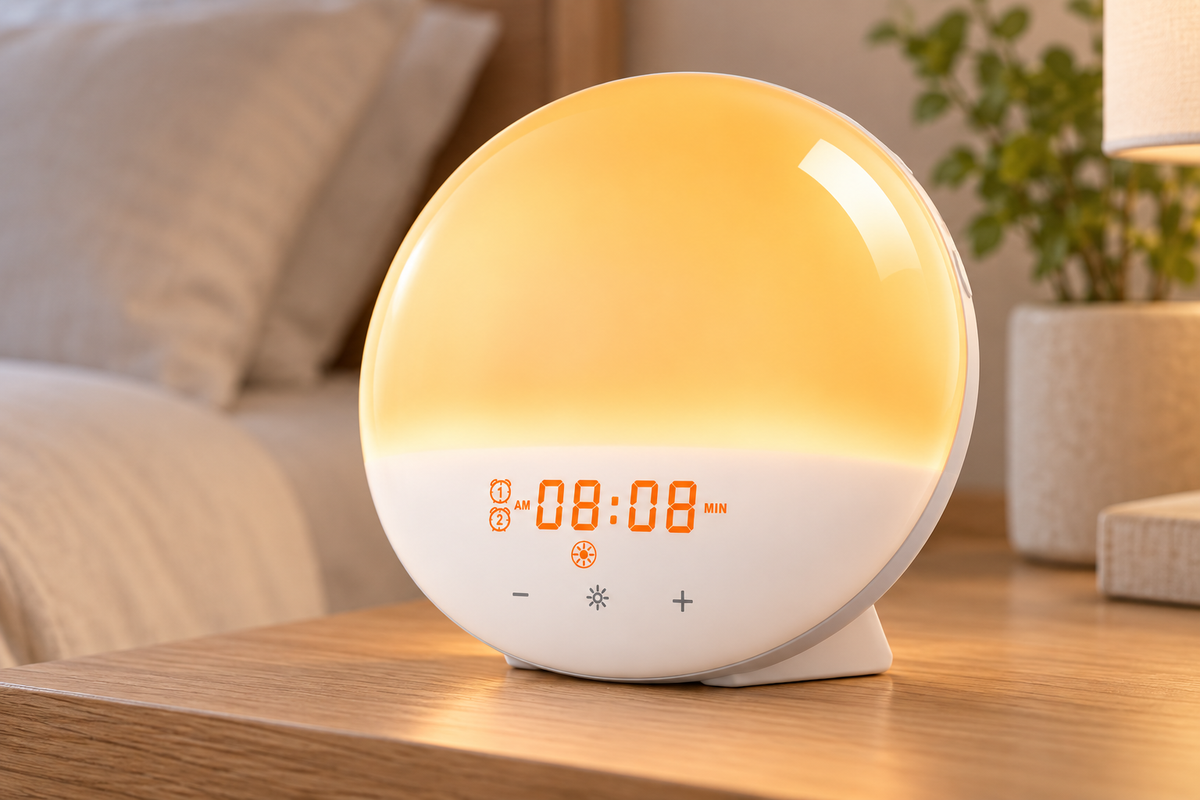 Close view of the light dome, orange time display and three face controls