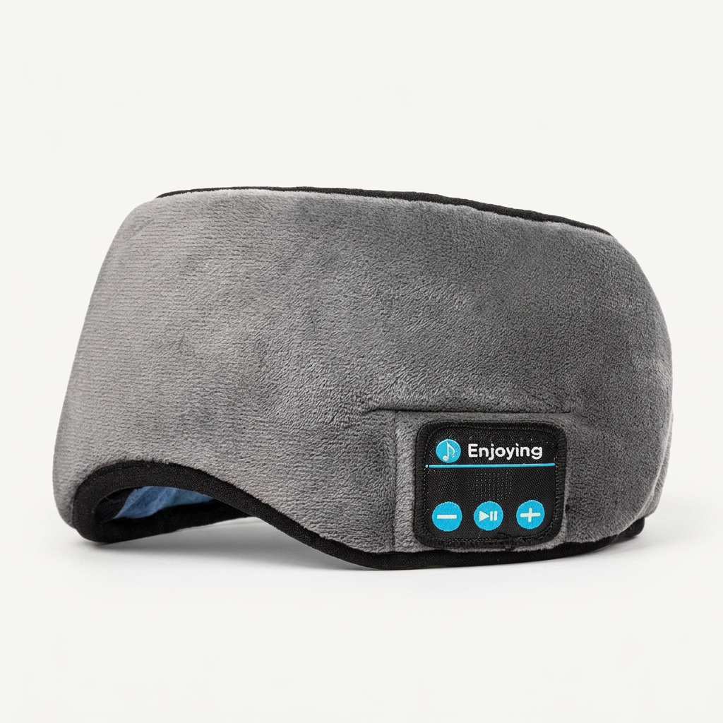 Bluetooth Sleep Mask Headphones, Soft Plush Blackout Eye Mask gallery 1
