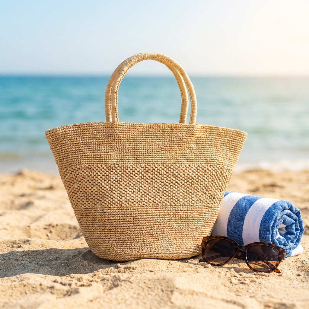 Natural Straw Summer Handbag, Handwoven Tote, Top Handle Beach Bag gallery 1