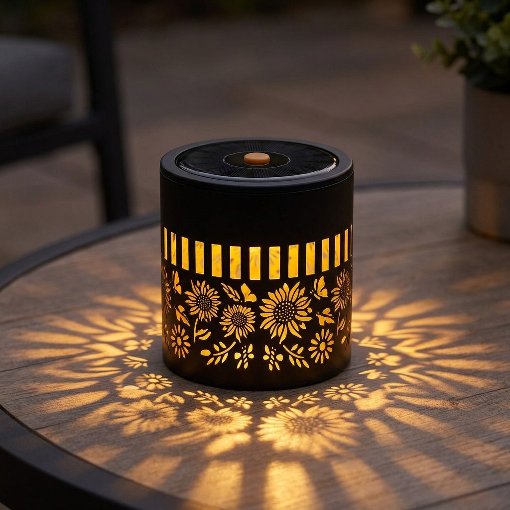 Solar Garden Projection Light, Floral Iron Lantern, IP65 Waterproof gallery 2