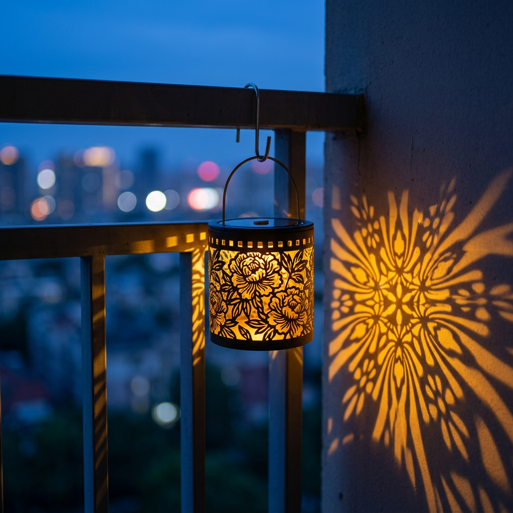 Solar Garden Projection Light, Floral Iron Lantern, IP65 Waterproof gallery 3