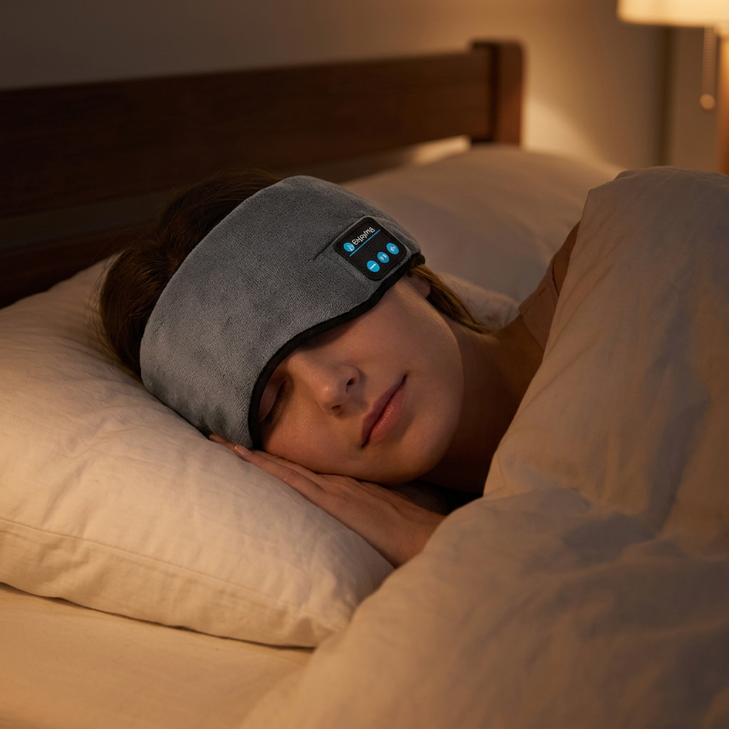Bluetooth Sleep Mask Headphones, Soft Plush Blackout Eye Mask gallery 3