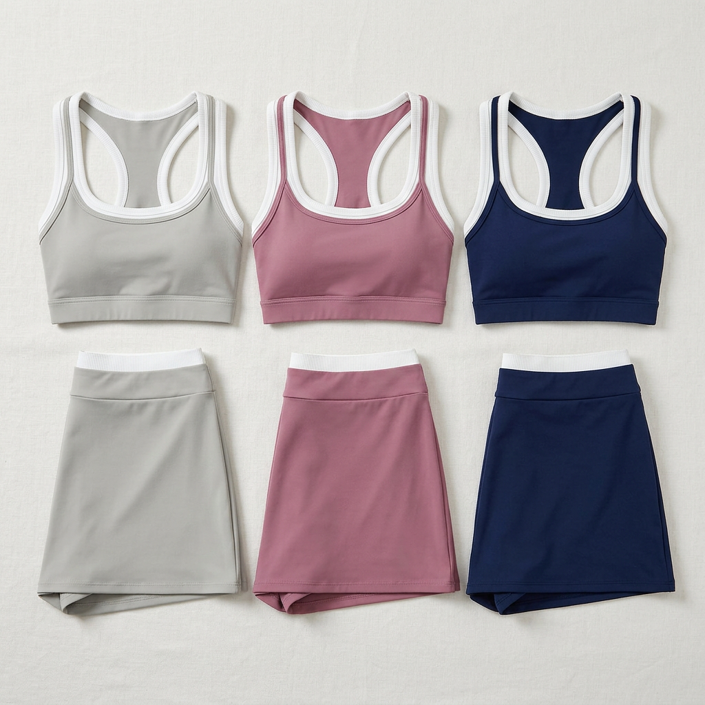 Nude Feel Seamless Yoga Set, Buttery Soft Sports Bra and Athletic Skort gallery 4
