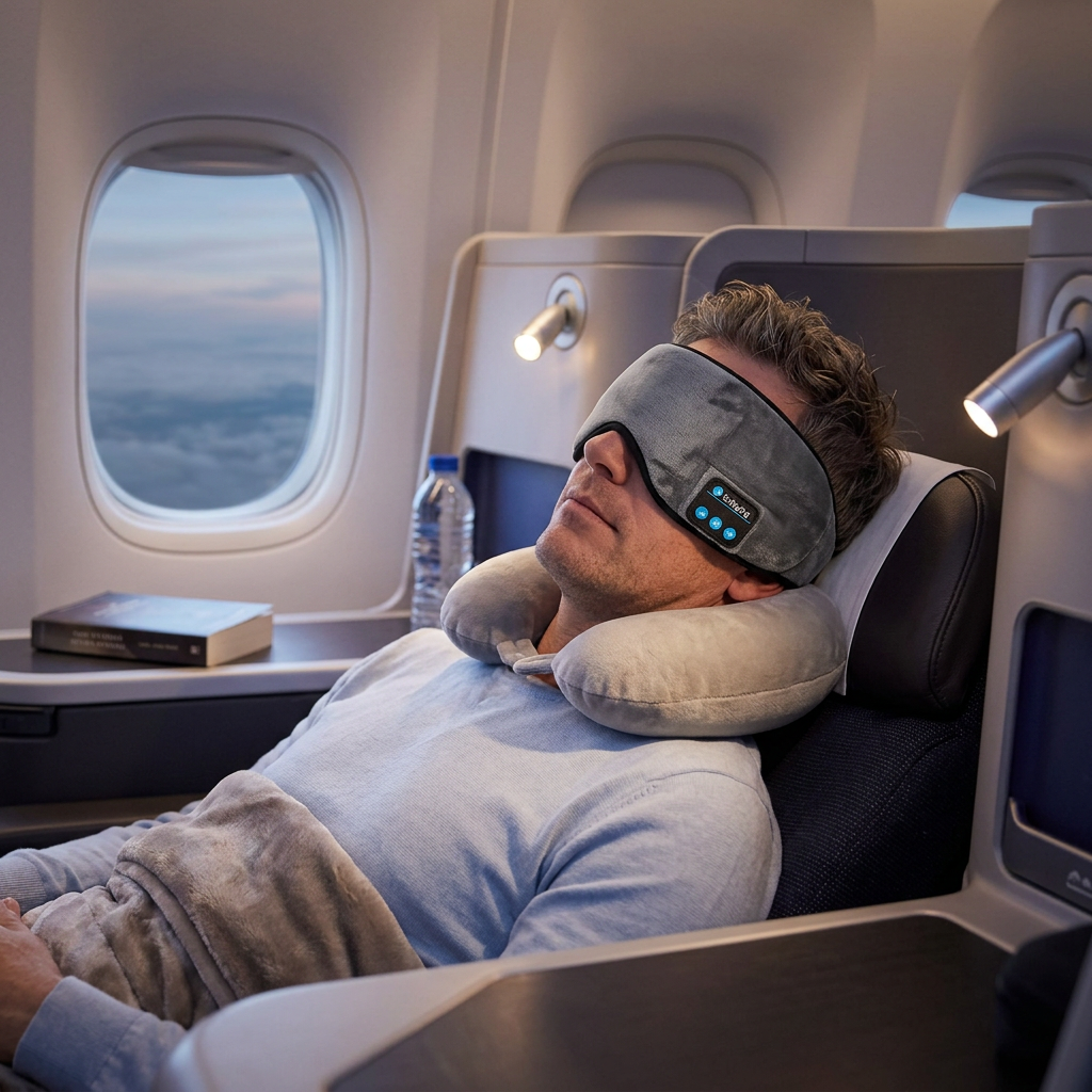 Bluetooth Sleep Mask Headphones, Soft Plush Blackout Eye Mask gallery 4