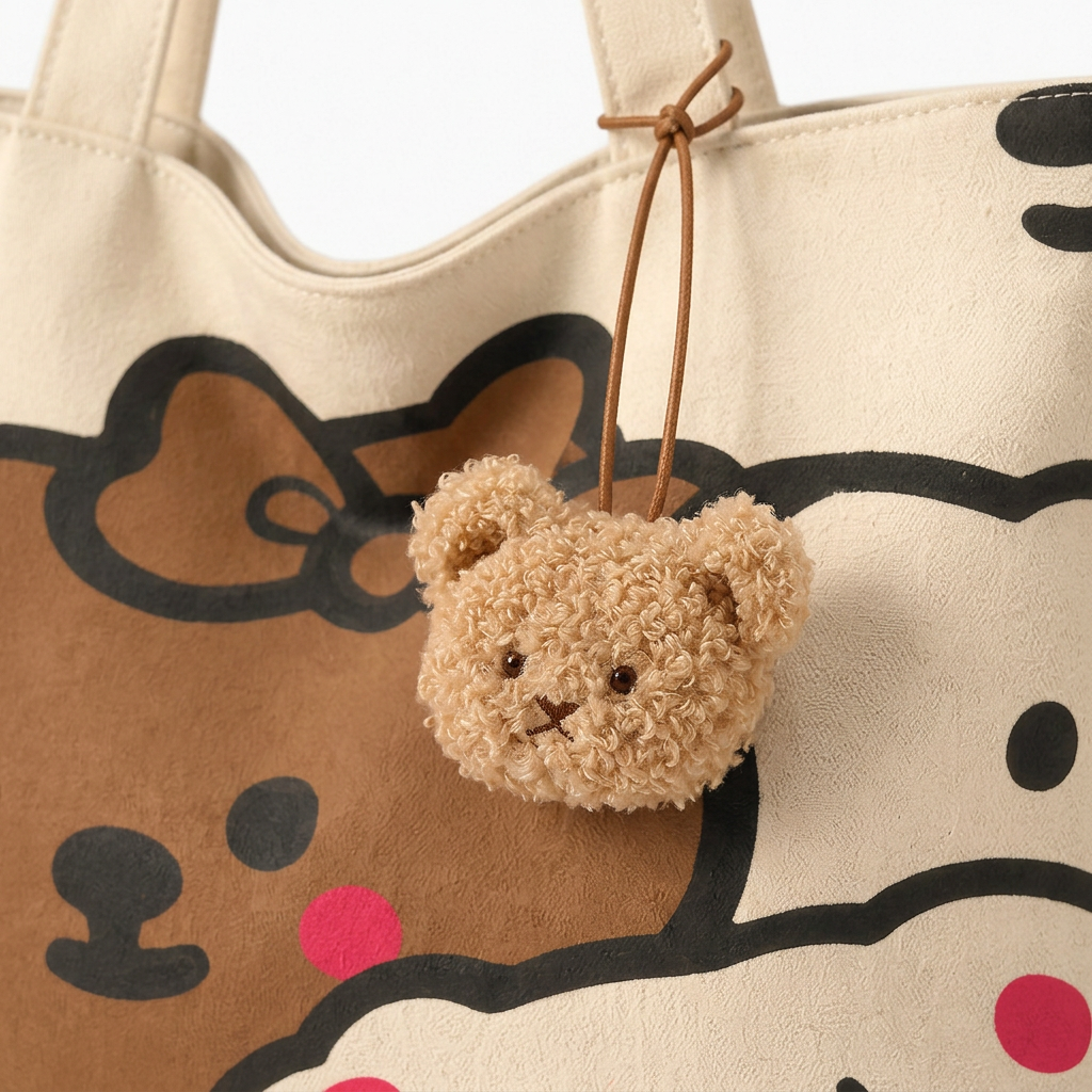 Cartoon Bear Canvas Tote, Heavy Cotton Shoulder Bag, Campus and Everyday Carry gallery 5