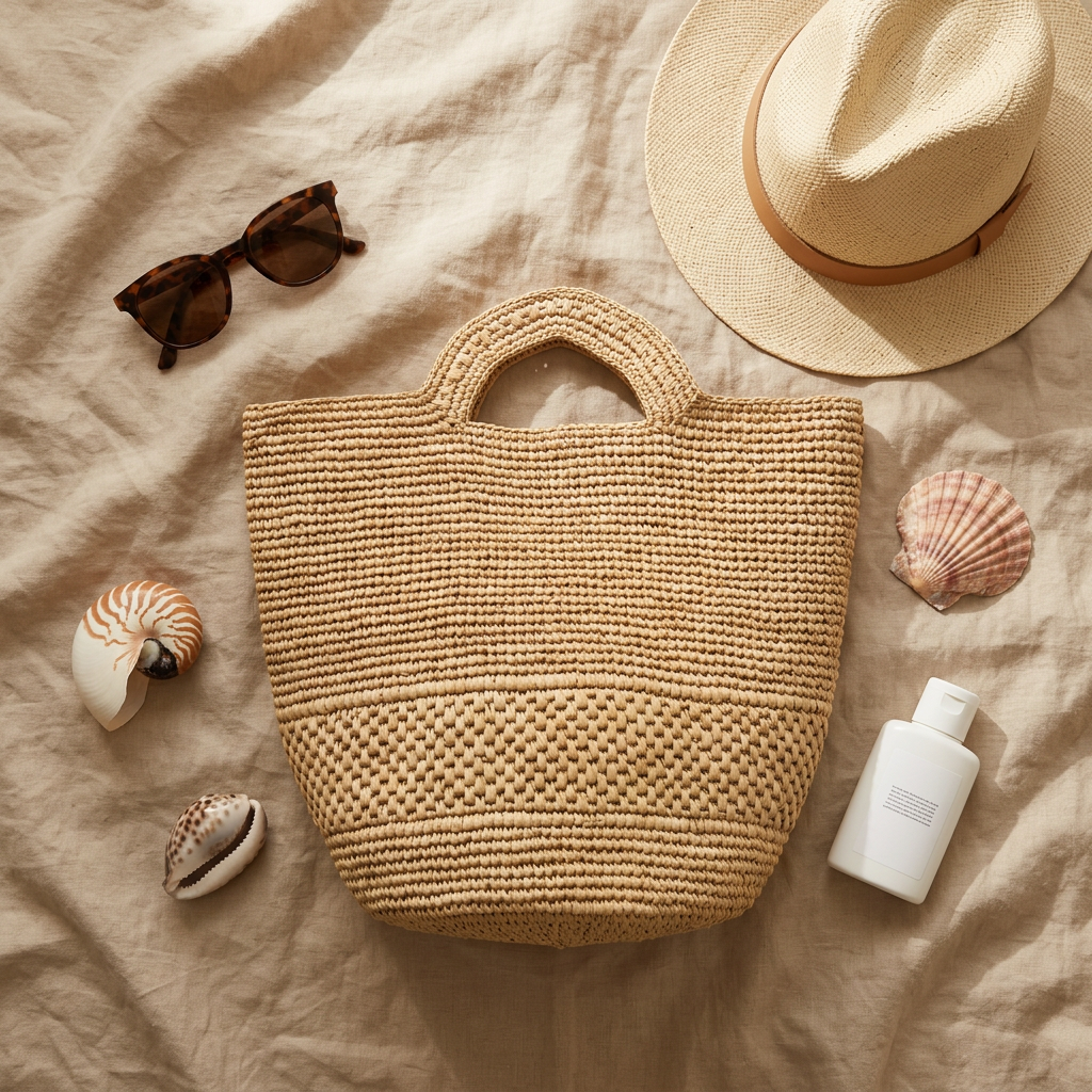 Raffia Hand-Woven Tote Bag, Natural Straw, Beach and Market Carryall gallery 6
