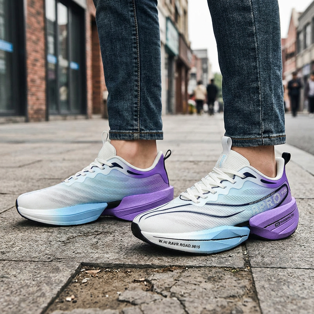 Running Shoes, Knit Athletic Sneakers with Curved Rebound Midsole gallery 6