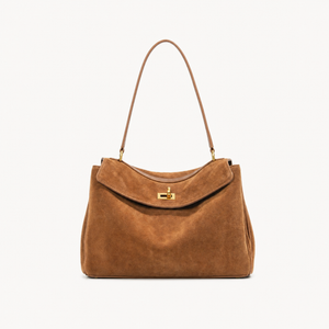 Genuine Leather Frosted Suede Tote | side profile detail