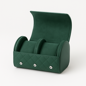 Watch roll case open showing padded lined watch slots