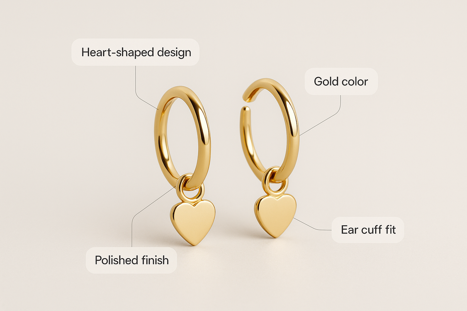 heart shaped 18k gold ear cuffs everyday product for busy day simple errand everyday routine with practical value cleane 5
