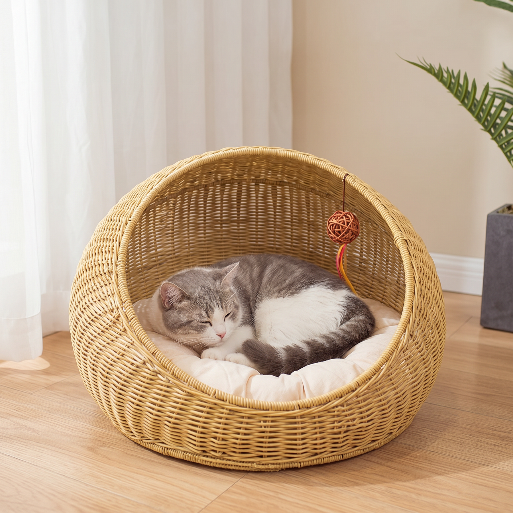 A Woven Dome Den Your Pet Curls Into