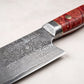 Macro close up of the layered Damascus steel blade