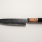 Forged Damascus chef knife with black resin wood handle