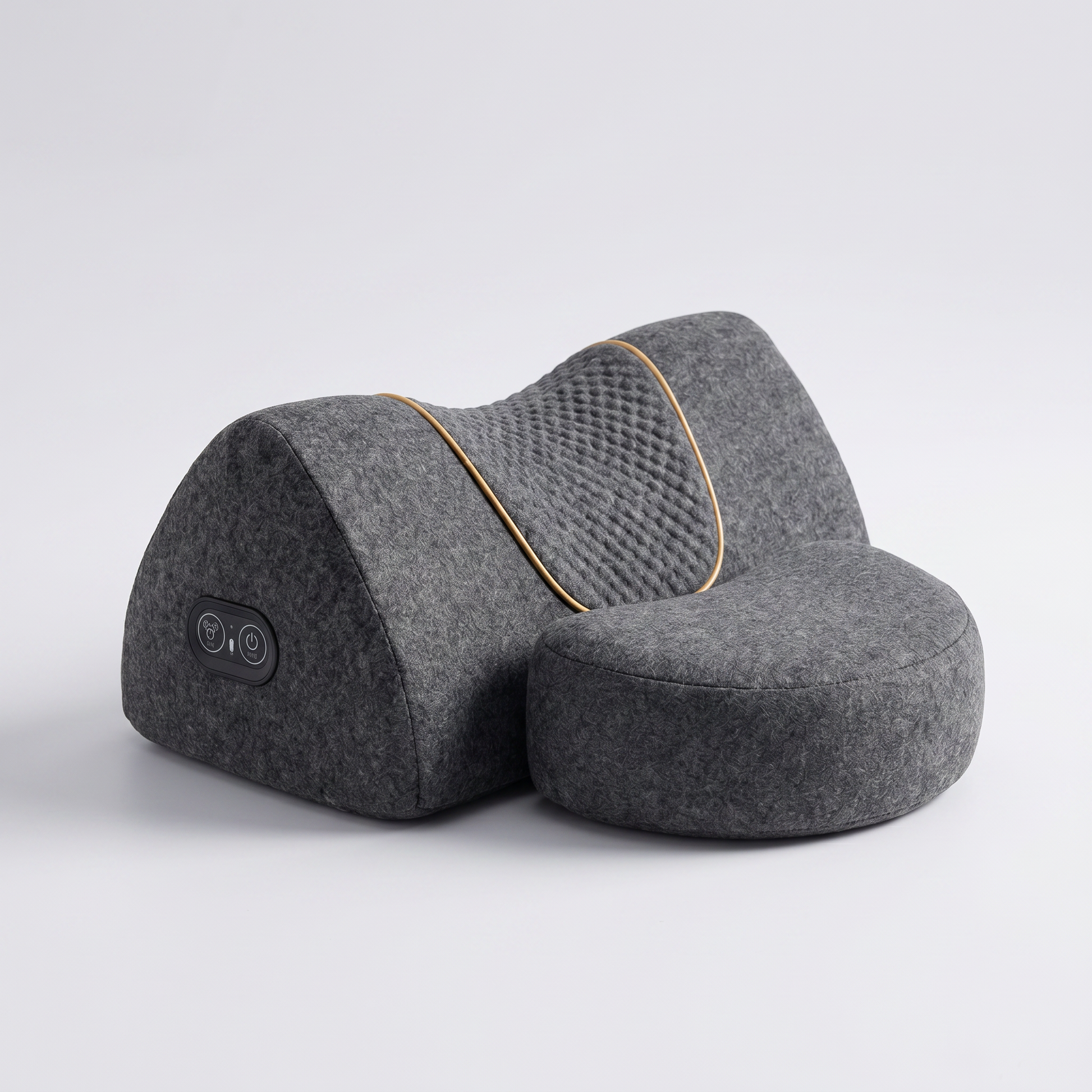 Ergonomic memory foam neck support pillow set in classic gray on a clean studio background