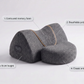 Neck support pillow features, contoured memory foam, breathable polyester cover, 10 to 15 cm height, classic and space gray