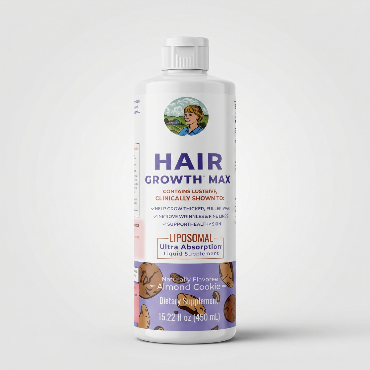 Hair Growth Max liquid supplement white bottle 450 ml front view