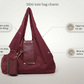 Mini tote bag charm features nylon outer cloth lining open top no zip nine solid colors