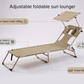 Sun lounger features steel frame holds 160kg, Oxford cloth seat, adjustable backrest, folds flat