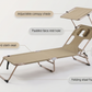 Foldable sun lounger parts: adjustable canopy shade, padded face rest, backrest ratchet, Oxford cloth seat, folding steel frame