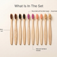 Annotated breakdown of the ten brush bamboo toothbrush set features