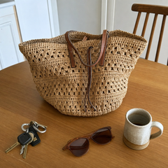 large woven straw tote bag customer review photo 2