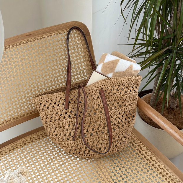large woven straw tote bag customer review photo 4