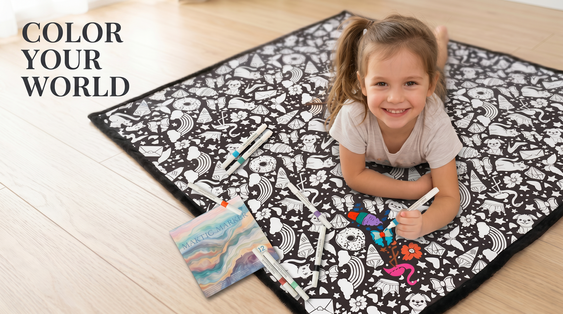Coloring Blanket with 24 Pens