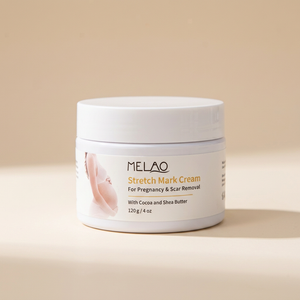 Melao stretch mark cream white jar studio shot
