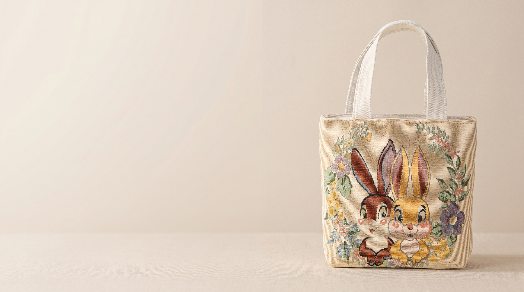 Introducing Woven Tapestry Canvas Tote With A Soft Picture Motif: