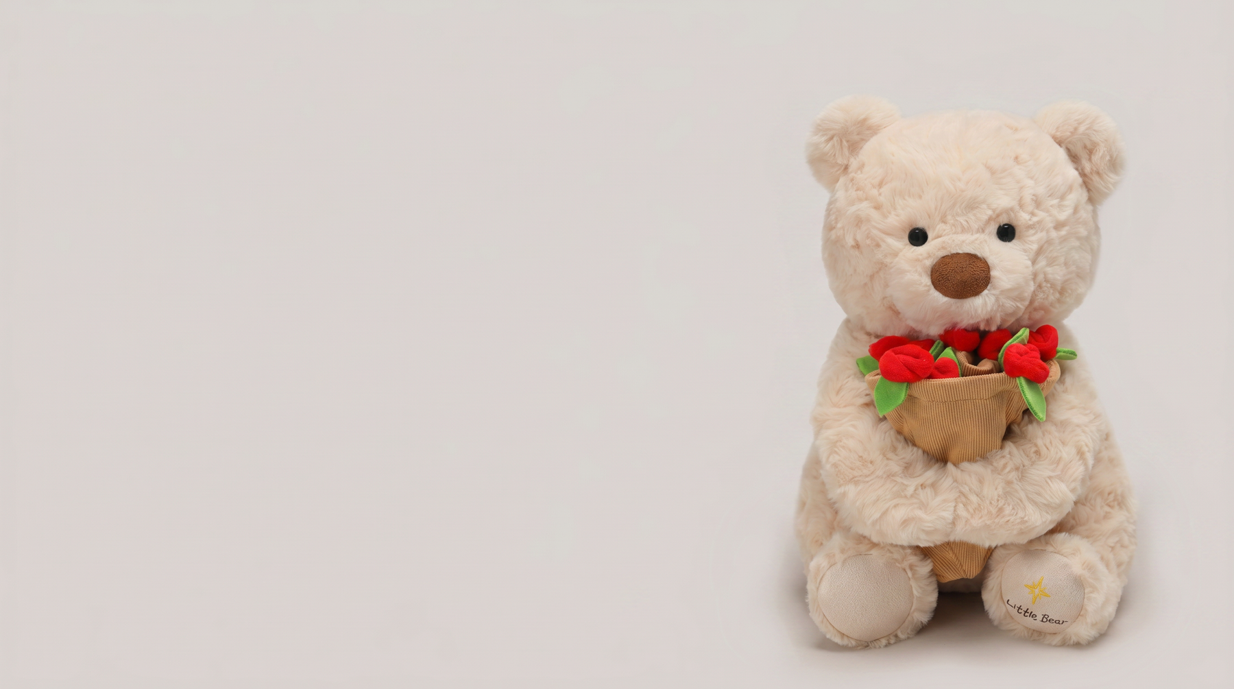 Introducing A Curly Plush Bear That Arrives Holding Roses: