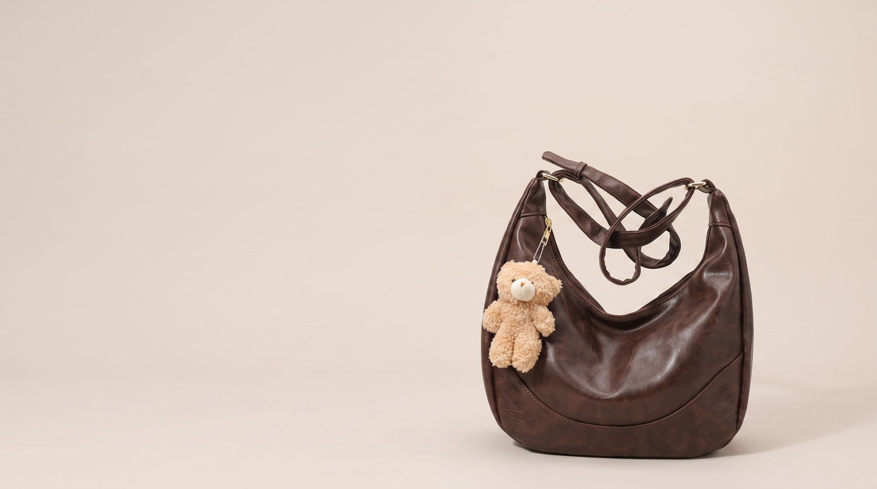 Introducing Bear Charm Crossbody Hobo Bag In Soft PU: