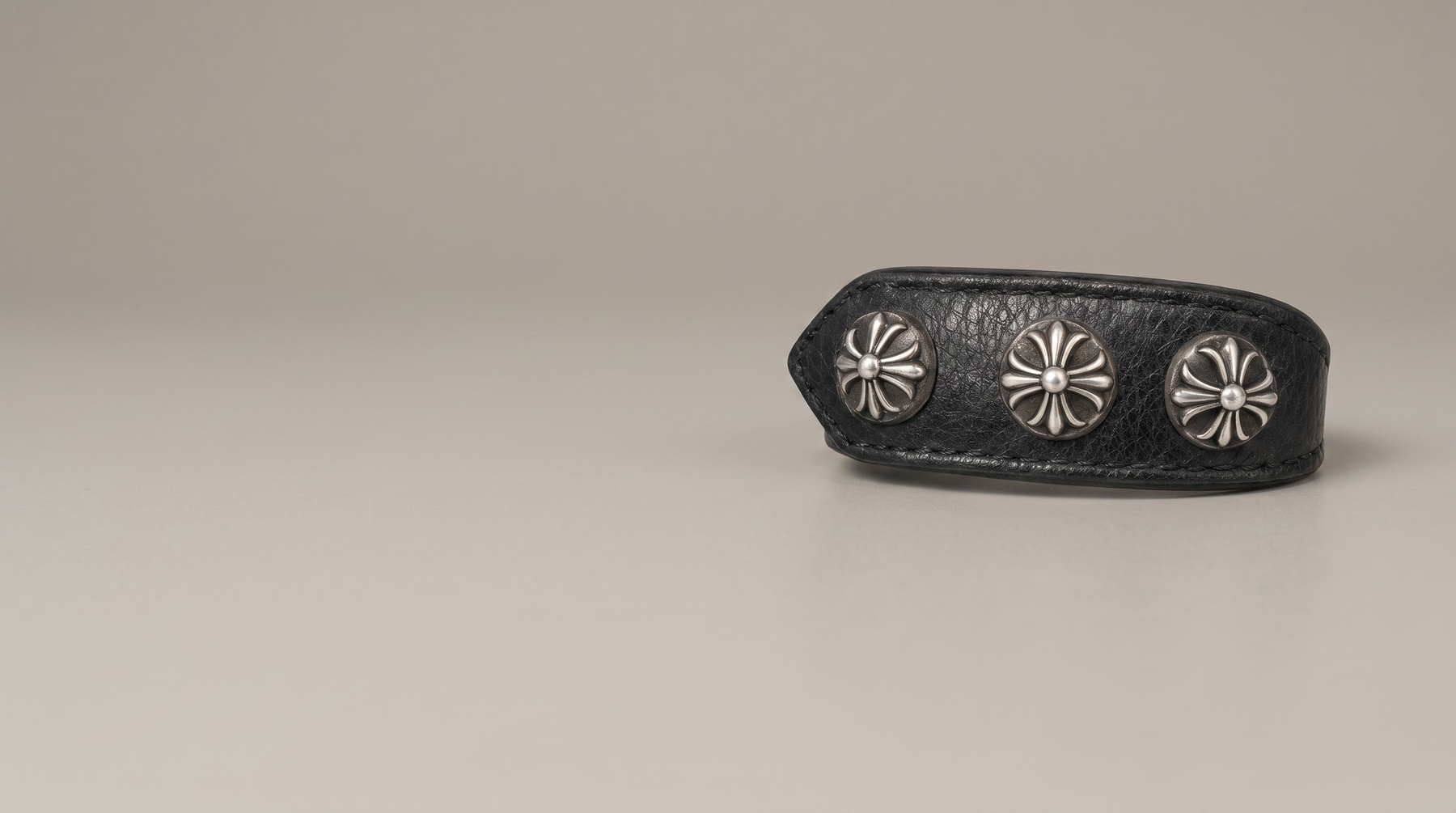 Introducing Black Leather Cuff With A Silver Concho Motif: