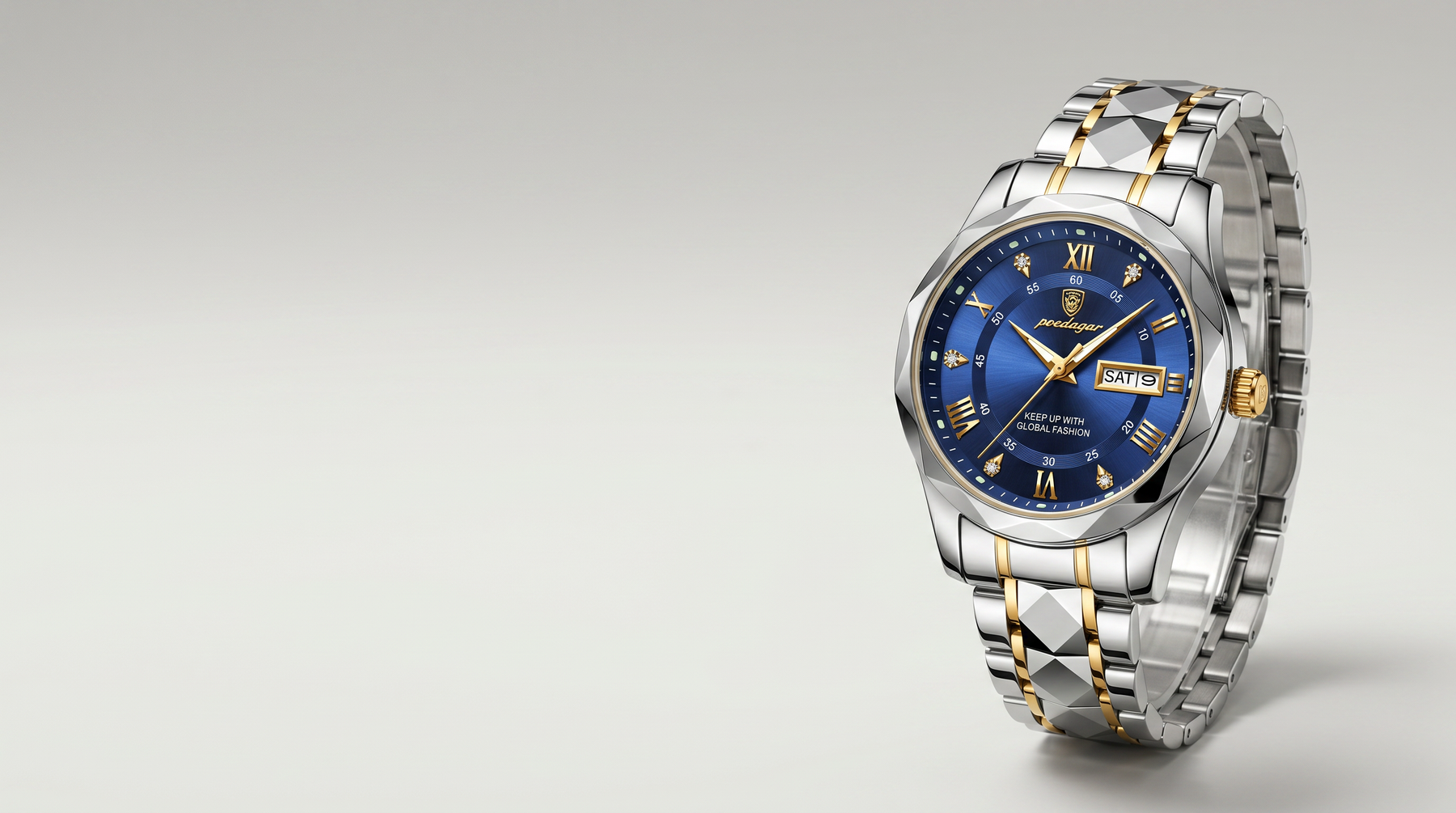 Introducing Men's Day And Date Steel Quartz Watch: