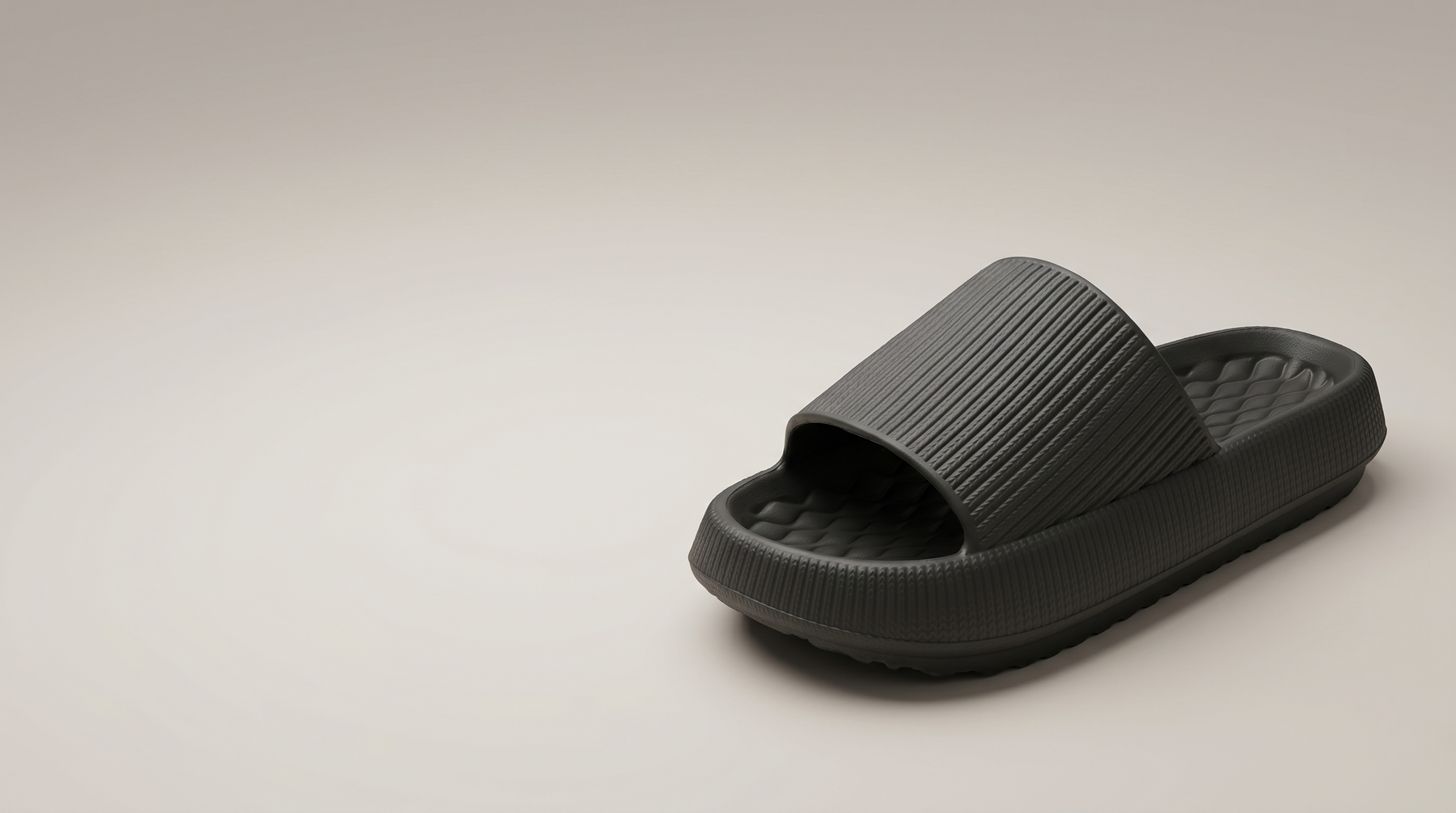 Introducing Soft EVA Foam Slides With A Grooved Non Slip Sole: