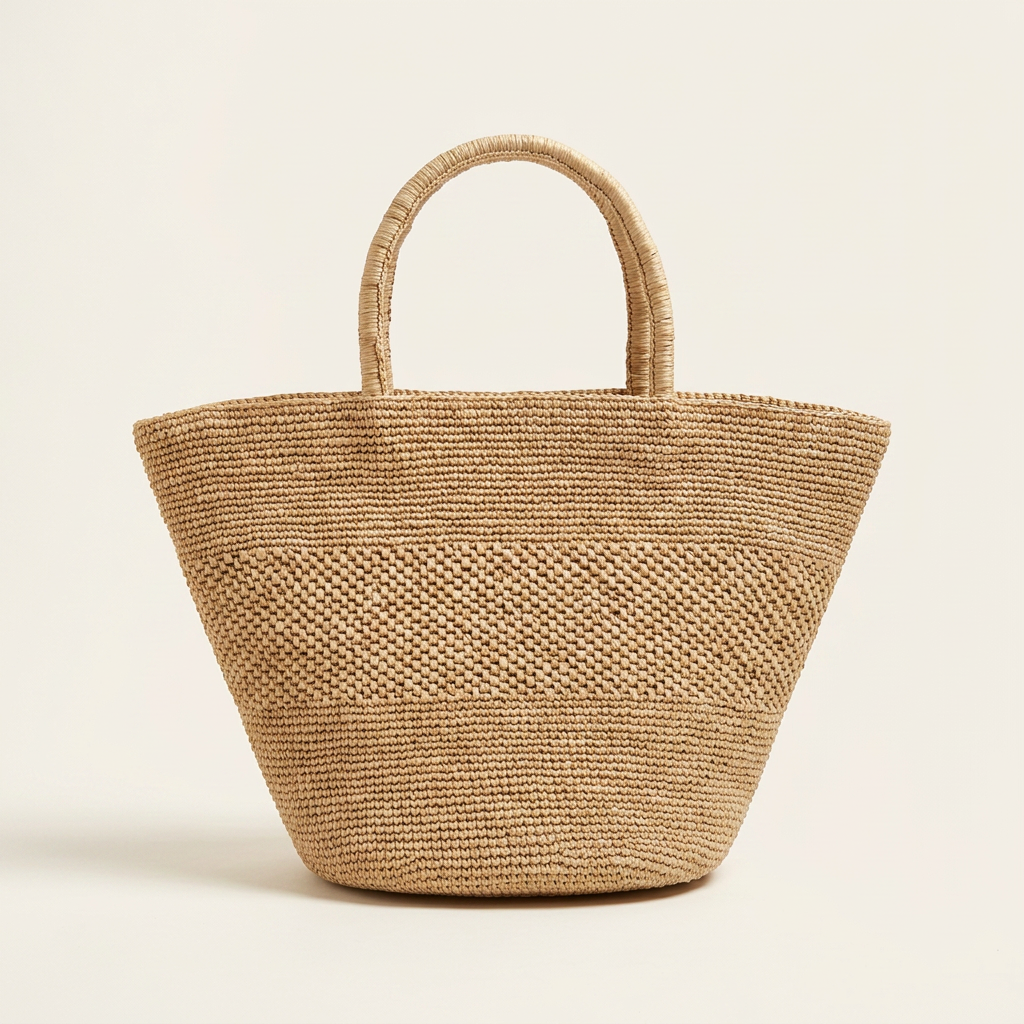 Natural Straw Summer Handbag, Handwoven Tote, Top Handle Beach Bag 1