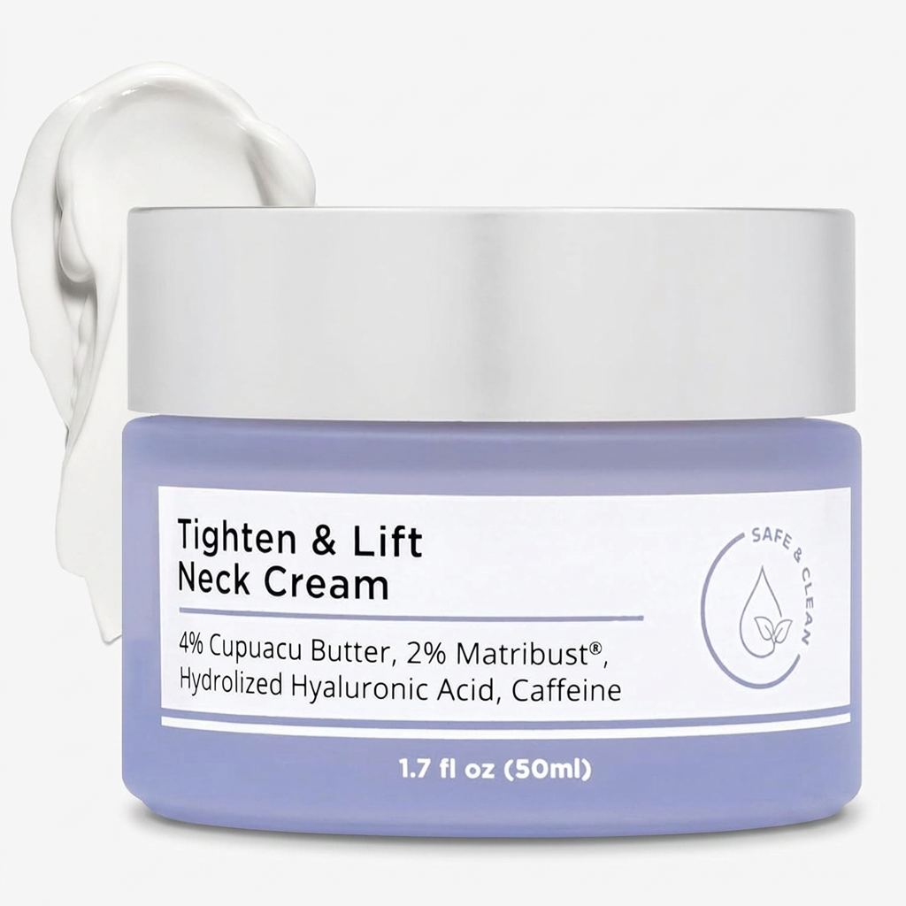 Tighten and Lift neck cream jar with hyaluronic acid and cupuacu butter