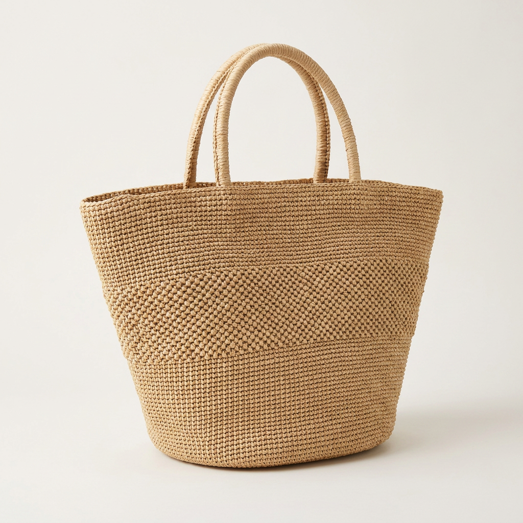 Natural Straw Summer Handbag, Handwoven Tote, Top Handle Beach Bag 2