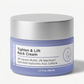 Tighten and Lift neck cream packaging showing the periwinkle 50ml jar